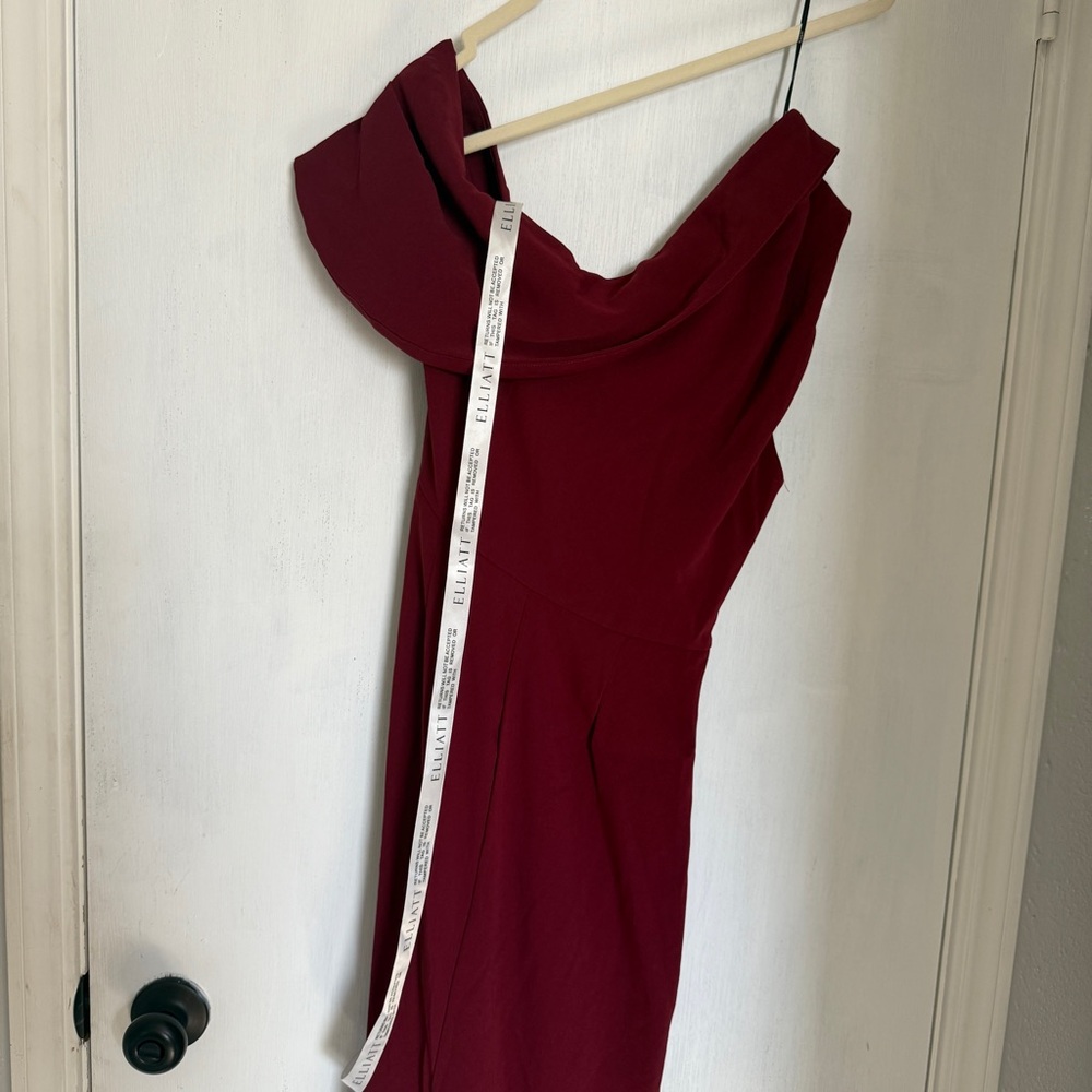 Elliatt One-Shoulder Burgundy Red Maxi Gown - Picture 6 of 8
